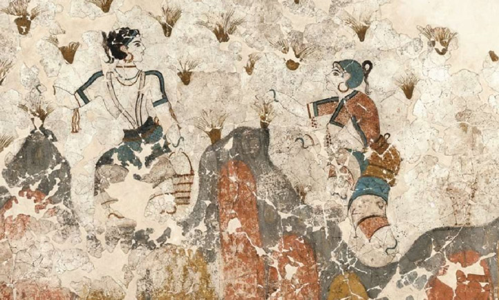 ظروف باستانی باقی‌مانده، نقش گل زعفران دیده
