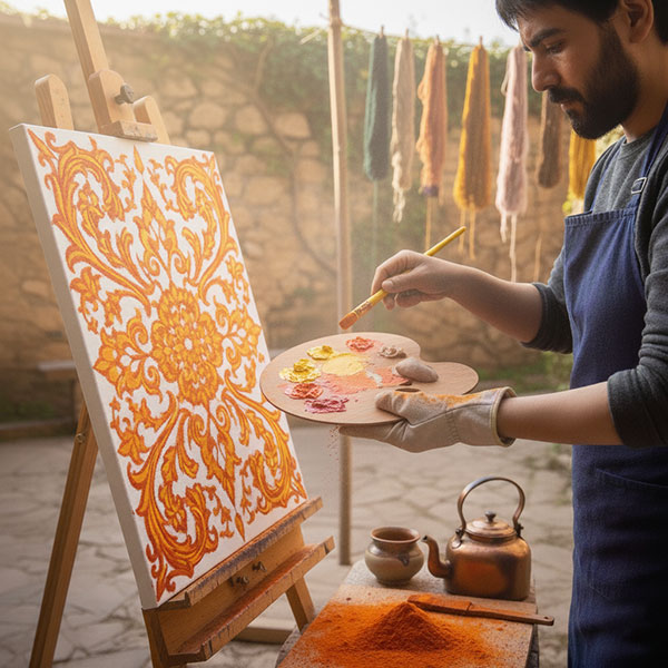 رنگ آمیزی با گل زعفران