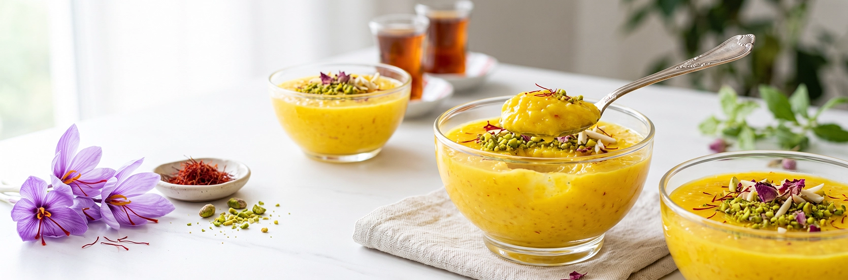 طرز تهیه پودینگ زعفرانی با عطر و طعم بی نظیر
